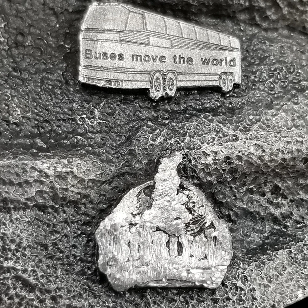 Buses Move the World Belt Buckle USA Made Transportation Collector Pewter Color‎